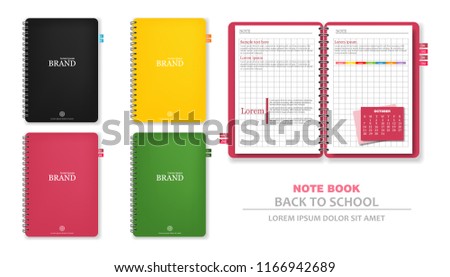 Colorful note books Vector realistic. 3d detailed illustrations