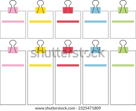 Colorful note paper frame with paper clips