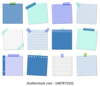 Colorful Note paper or sticky note set, vector illustration