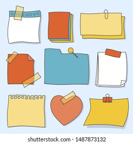 Colorful Note paper or sticky note set, vector illustration