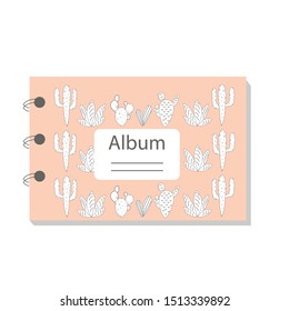 Colorful notebook with cactuses. Modern simple abstract vector design for paper, cover, fabric, interior decor. Soft colors for children bedroom