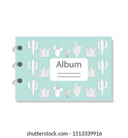 Colorful notebook with cactuses. Modern simple abstract vector design for paper, cover, fabric, interior decor. Soft colors for children bedroom