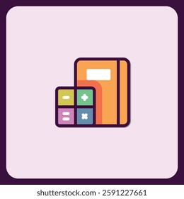 Colorful Notebook and Calculator Icon Illustration