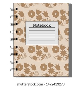 Colorful notebook flower pattern for background, notebook, simple design. Modern abstract vector design for paper, cover, fabric, interior decor. Soft pastel colors for kids/children bedroom