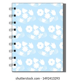 Colorful notebook with flower pattern for background, notebook, simple design. Modern abstract vector design for paper, cover, fabric, interior decor. Soft pastel colors for kids/children bedroom