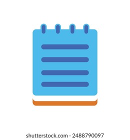 Icono de cuaderno colorido aislado en el fondo. Ilustración vectorial estilo plano. Diario de escritos.