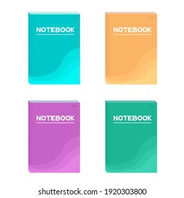 Farbiges Notebook-Icon-Set. Einzeln auf Weiß.