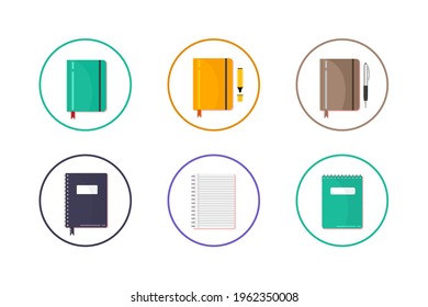 Colorful Notebook Icon Set Stylish Design