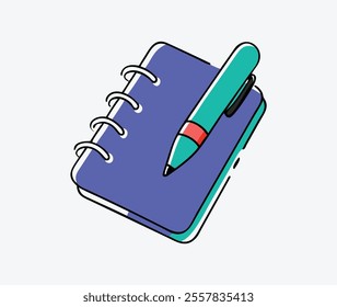 Colorful notebook and pen for school, office, and creative writing projects