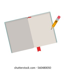 colorful notebook and pencil with ribbon