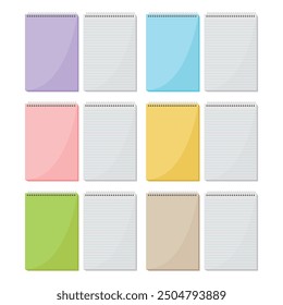 Colorful notebook stationery supplies vector illustration. Classic notebook. Write down your notes.