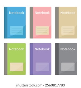 Colorful notebook stationery supplies vector illustration. Classic notebook. Write down your notes.