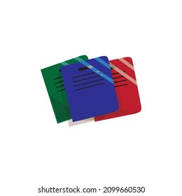 Colorful notebooks. School stationery. This stationery-themed vector illustration can use for icons, logos, stickers, patches, labels, signs, badges, certificates, or flayer decorations.