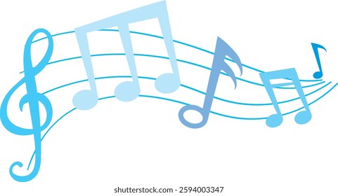 Colorful notes dancing on a musical staff
