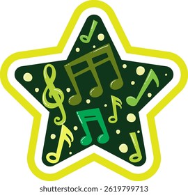 Colorful notes inside a star-shaped design