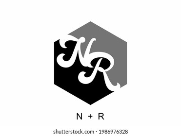 Colorful NR alphabet initial letter design