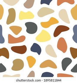 Colorful Nuggets with a White Background, Earthtone Pebbles Vector Pattern