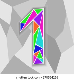 Colorful number 1. Figure of geometric shapes. Vector illustration.