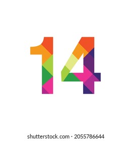 Colorful Number 14 vector design graphic symbol digit rainbow emblem icon graphic emblem