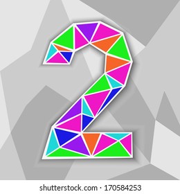 Colorful number 2. Figure of geometric shapes. Vector illustration.
