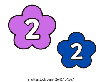 Colorful number 2 two in white background with shadow 2025
