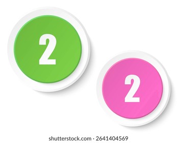 Colorful number 2 two in white background with shadow 2025
