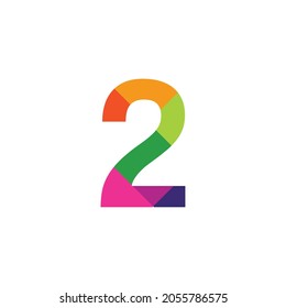 Colorful Number 2 vector design graphic symbol digit rainbow emblem icon graphic emblem
