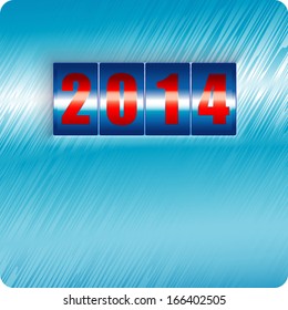 colorful number 2014 on the ice like background