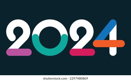 colorful number 2024 vector editable design Free Vector Image