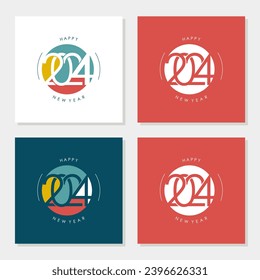 Colorful number 2024 vector. Happy new year 2024 design with unique colorful numbers. Premium vector design for poster, banner, greeting and new year 2024 celebration.