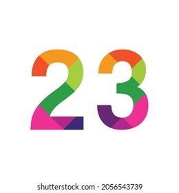 Colorful Number 23 vector design graphic symbol digit rainbow emblem icon graphic emblem
