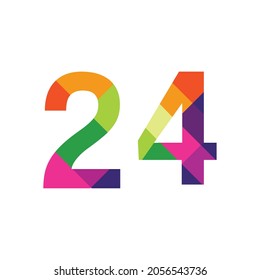 Colorful Number 24 vector design graphic symbol digit rainbow emblem icon graphic emblem