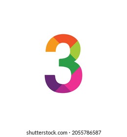 Colorido Número 3 diseño vectorial símbolo gráfico dígito emblema arco iris icono emblema gráfico