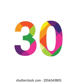 Colorful Number 30 vector design graphic symbol digit rainbow emblem icon graphic emblem