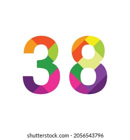 Colorful Number 38 vector design graphic symbol digit rainbow emblem icon graphic emblem