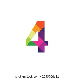 Colorido Número 4 diseño vectorial símbolo gráfico dígito emblema arco iris icono emblema gráfico