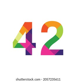 Colorful Number 42 vector design graphic symbol digit rainbow emblem icon graphic emblem