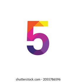 Colorido Número 5 diseño vectorial símbolo gráfico dígito emblema arco iris icono emblema gráfico