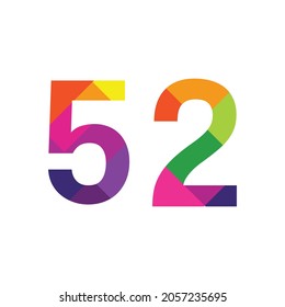 Colorido Número 52 diseño vectorial símbolo gráfico dígito emblema arco iris icono emblema gráfico