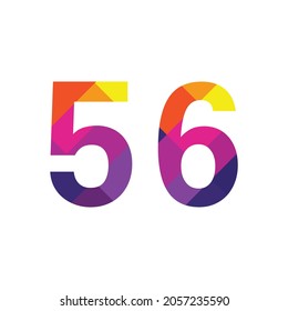 Colorido Número 56 diseño vectorial símbolo gráfico dígito emblema arco iris icono emblema gráfico
