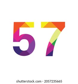 Colorido Número 57 diseño vectorial símbolo gráfico dígito emblema arco iris icono emblema gráfico