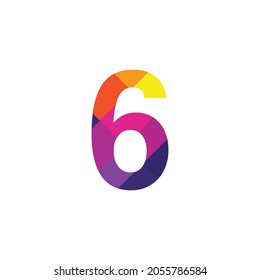 Colorful Number 6 vector design graphic symbol digit rainbow emblem icon graphic emblem
