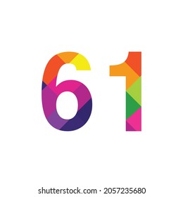 Colorful Number 61 vector design graphic symbol digit rainbow emblem icon graphic emblem