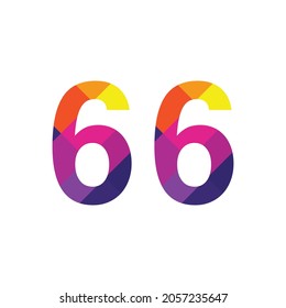 Colorful Number 66 vector design graphic symbol digit rainbow emblem icon graphic emblem