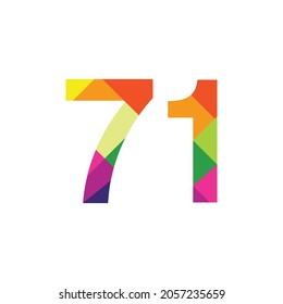 Colorful Number 71 vector design graphic symbol digit rainbow emblem icon graphic emblem