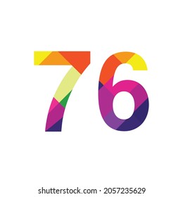 Colorful Number 76 vector design graphic symbol digit rainbow emblem icon graphic emblem