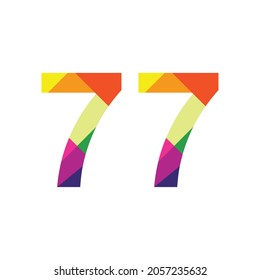 Colorido Número 77 diseño vectorial símbolo gráfico dígito emblema arco iris icono emblema gráfico