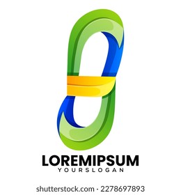 colorful number 8  gradient logo design 