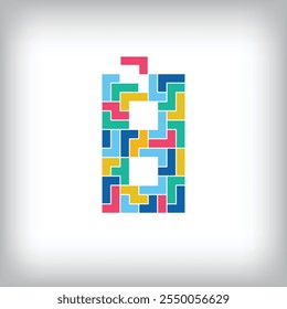 Colorful number 8 pixel style. Editable vector design.