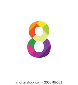 Colorful Number 8 vector design graphic symbol digit rainbow emblem icon graphic emblem